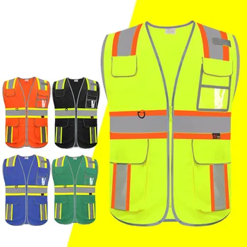 רעיוני חגורת בטיחות גבוהה ראות עובד האפוד אות גודל מתכוונן בטיחות בעבודה גברים מעיל בנייה וסט עבודה אחידה