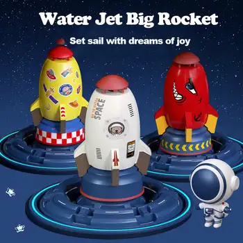 רוקט ממטרה ממטרה מסתובבת ילדים מעופפים חיצונית מים משחק צעצוע כיף אינטראקציה בגן הדשא השקיית צעצועים