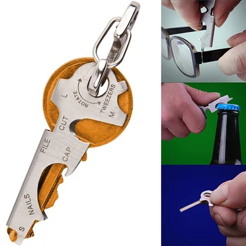 8 כלי 1 מפתח טבעת מחזיק מפתחות תכליתי carabiner ציוד קליפ הכיס עם גאדג ' ט רב תכליתי multitool רב keytool
