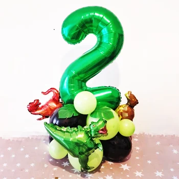 21pcs דינוזאור מסיבת יום הולדת רדיד בלונים התינוק 32inch ירוק מספר הביצים להגדיר 1 2 3 מסיבת יום הולדת קישוטים ילדים