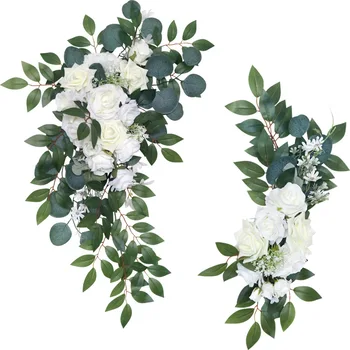 מלאכותי פרחים לבנים החתונה קשת רקע תפאורה פרח קיר סף הדלת פרחים זר בסלון צד תליון גרלנד
