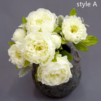 משי אדמונית פרחים מלאכותיים הזר 7 ראש כלה באיכות גבוהה פרח מלאכותי בסלון מזויף הביתה חתונה קישוט