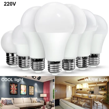 תאורת LED נורות LED E27 מנורת LED 3W 6W 9W 12W 15W 18W 20W LED+תאורה קר, לבן חם, לבן אור הזרקורים עבור הבית מנורת שולחן