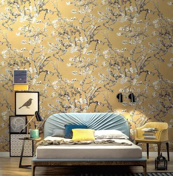 beibehang נורדי פסטורלי שבור משמש פרח טפט זהב צהוב אמריקאי הסלון, חדר השינה רקע המסמכים דה parede
