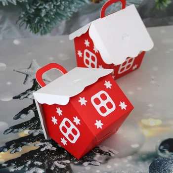 10pcs סוכריות חג המולד תיבת שקיות סנטה קלאוס מתנה קופסת DIY עוגיות אריזה שקית חג שמח מסיבת קישוט השנה החדשה לילדים מתנה
