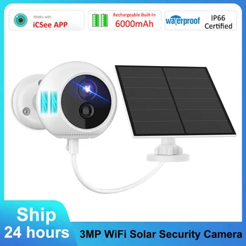 3MP WiFi מצלמה חיצונית 100%-חוטית עם 5W השמש 6000mAh סוללה נטענת AI האנושי לזהות האבטחה מצלמת IP
