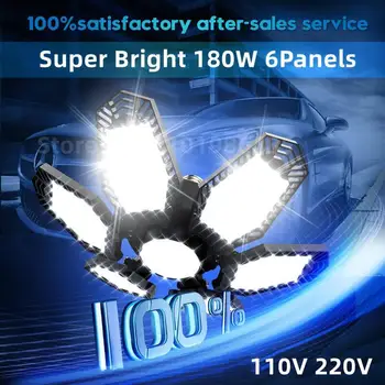 6Panels LED אורות המוסך עם E26/E27 התקרה חנות עבודה Lamp180W 16000 לומן AC220V 110V הנורה עבור סדנת תאורה תעשייתיים