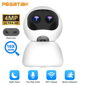 PEGATAH 4MP WiFi מצלמה HD כפול עדשה 10X זום מקורה אבטחה מצלמת IP AI האנושי לזהות ראיית לילה מעקב מצלמות טלוויזיה במעגל סגור