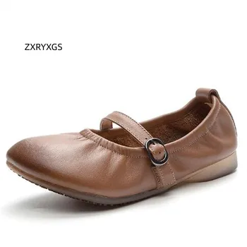 ZXRYXGS בתוך ומחוץ פרימיום רך מלא עור אמיתי נעליים נוחות נהיגה נשים בהריון דירות 2023 רך הבלעדי הנעל
