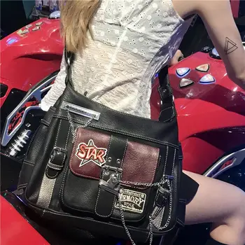 HAEX בציר נשים Messenger Bag אופנה Y2K שרשראות Bolso Mujer 2023 חדש-תרבות פאנק אסתטי Crossbody תיקי כתף נשית