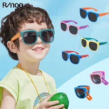 אופנה לילדים משקפי שמש מתקפלים הגנת UV בנים בנות משקפי שמש מסגרת מרובעת רטרו משקפיים גילאי ילדים 3-7 שנים