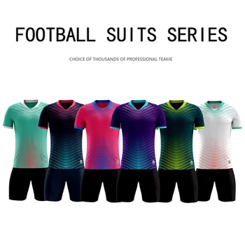 חצרות גדולות ספורט התאמה אישית אימון כדורגל בגדי גברים, בנים כדורגל בגדים סטים שרוול קצר אימונית