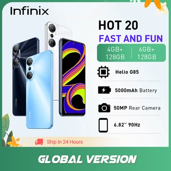 Infinix חם 20 החכם 6.82 אינץ 90HZ מסך Helio G85 טלפון נייד 50MP מצלמה אחורית הסוללה 5000mAh