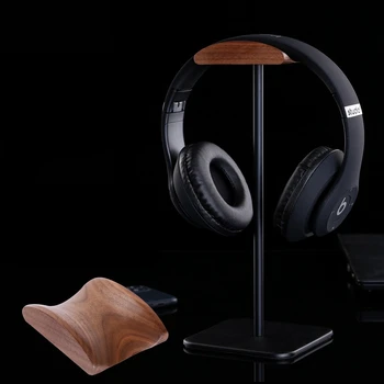 1PC אגוז שחור & אלומיניום אוזניות סוגר עץ טבעי אוזניות בעל AirPods מקס подставка для наушников