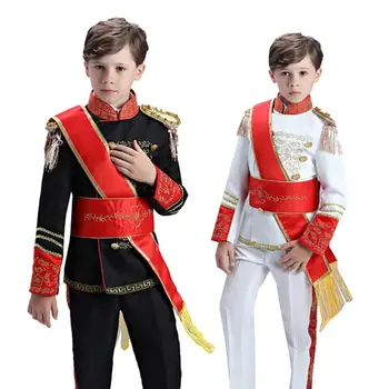 ילד לבן הבמה תחפושות גברים משמר כבוד המעיל חגיגת פסטיבל צבאי מתופף מפקד בלייזר תלבושת