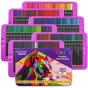 KALOUR מקצועי עפרונות צבעוניים להגדיר ,180 צבעים משומנת Premium צבע עיפרון רך הליבה עם צבעים מרהיבים למבוגרים אמנים