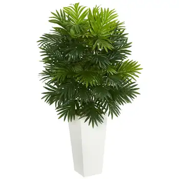 Areca דקל מלאכותי צמח לבן מגדל עציץ ירוק