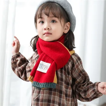 הגירסה הקוריאנית קטנות התאמת צבעים ניגודיות ילדים צעיף צמר סתיו החורף חדש בנות תינוק בייבי בנים לסרוג צעיף חם