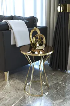 שעון חול קינון יחיד שולחן זהב רגל ברונזה במראה, שולחן קפה מודרני יוקרתי קינון שולחן Zigon קפה שולחן סקנדינביה