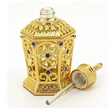 10ML זהב משושה הבושם למילוי הבקבוק הערבי סגנון שמנים אתריים בקבוק בקבוק הבושם חתונה קישוט מתנה