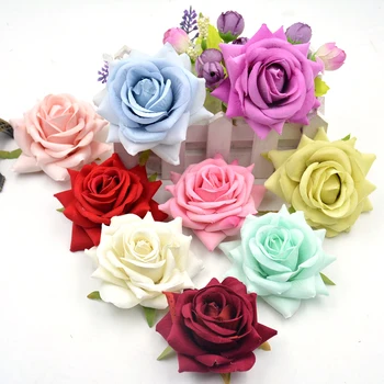 2/5/10Pcs 7 סנטימטר רוז פרחים מלאכותיים משי רוז ראשי עבור עיצוב הבית מסיבת חתונה קישוט DIY מלאכה מתנה זר פרחים מזויפים