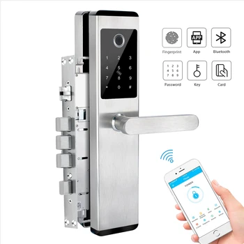 נירוסטה אבטחה אלקטרוני ביומטרי חכם, טביעת אצבע, מנעול הדלת עם זוג Wifi TTlock App הביתה