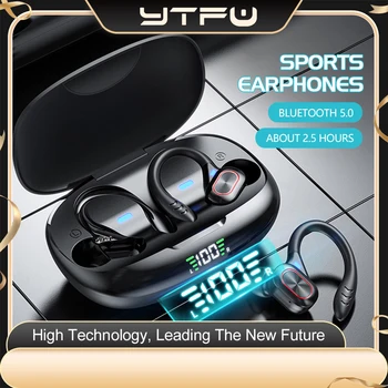1pcs INMAS ספורט Ipx5 עמיד למים אלחוטי תואם אוזניות תצוגה דיגיטלית Tws הפחתת רעש תלוי באוזן אוזניות כלים
