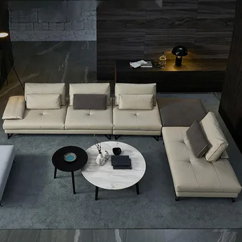 מודרני מינימליסטי עור אמיתי דירה גדולה סלון ריהוט יוקרה High-End הספה
