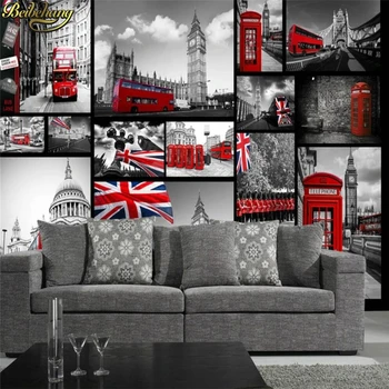 beibehang מותאם אישית 3d ציור קיר רטרו אדום בר KTV פנאי אישית קיר העיתון הבריטי אמנות 3d תמונת טפט לסלון
