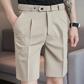 2023 חליפות קיץ מכנסי גברים מוצק צבע עסקים שמלה מכנסיים המשרד חברתית מקרית Slim Fit החתונה אופנת רחוב מכנסיים