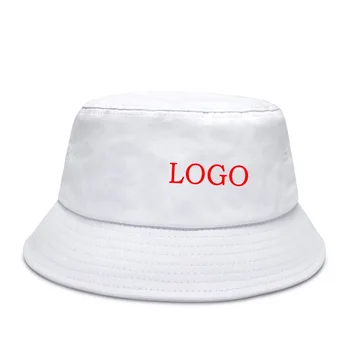20pcs/Lot מוצק צבע מותאם אישית דלי הכובע חיצוני מותאם אישית לוגו דייג כובע ספורט קאפ נשים גברים כותנה שמש כובעים עם לוגו