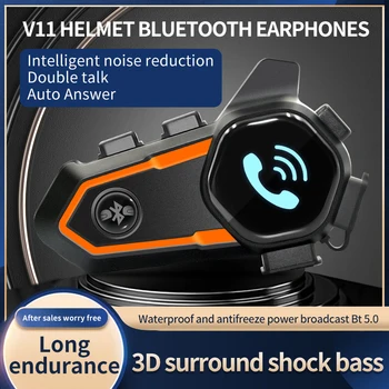 2023 חדש אינטרקום אופנוע קסדה-Bluetooth תואם אוזניות מוטו תקשורת רדיו FM אופנוען הפנימי