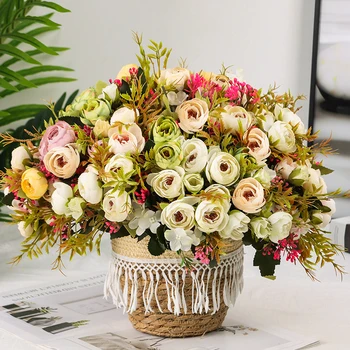 פרחים מלאכותיים רוז באיכות גבוהה משי ורוד הזר 30cm המפלגה קישוט הבית בסלון שולחן חתונה קישוט