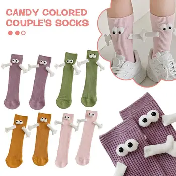 מצחיק כמה מחזיקים ידיים מגנטי גרביים עם עיניים ממתקים צבע 3D בובה מיזוג כותנה גרביים.