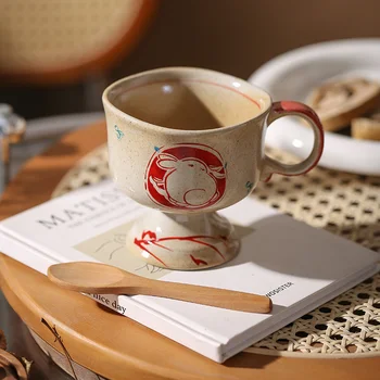 יד צבוע קרמיקה ספלי תה ארנב גביע ספל קפה משובח כוס יצירתי יפנית קינוח כוס הטוב ביותר מתנת יום הולדת ספלי תה