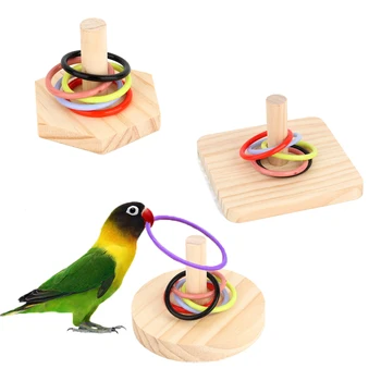 התוכי חינוכי מעגל הטבעת לוח עץ צעצועים ציפור אימון אינטראקטיבי התפתחות אינטלקטואלית צעצועים, אביזרים לחיות מחמד