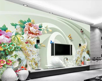 beibehang תמונה מותאמת אישית טפט קיר 3D סטריאו טווס אדמונית ג ' ייד גילוף הטלוויזיה רקע קיר מסמכי עיצוב הבית המסמכים דה parede