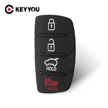 KEYYOU חלקי רכב חלופי במקרה מפתח הרכב גומי כפתור Pad עבור יונדאי IX45 סנטה 4 כפתורים כיסוי מעטפת