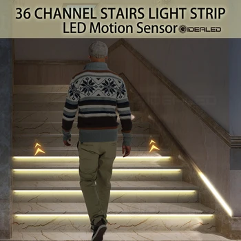 מדרגות הוביל אור רצועה עם חיישן תנועה עמעום אור אלחוטית מקורה תנועה 24V LED רצועה גמישה שלב מדרגות מנורה לחדר