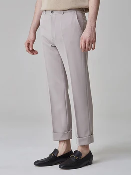 חליפה של גבר סטרייט הרגל המכנסיים האביב והסתיו הבריטי החדש עסקי מוצק צבע מזדמנים גודל גדול תשע נקודות המכנסיים