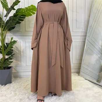 המוסלמים אופנה חיג ' אב דובאי Abaya שרוול ארוך מקסי שמלות נשים האסלאם בגדים Abaya אפריקה Musulman Djellaba לעטוף סאטן שמלה