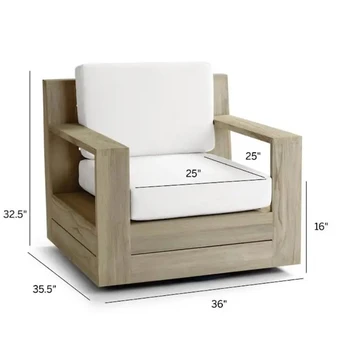 עיצוב מודרני פטיו חיצוני גן ספה ערכות ריהוט עץ טיק סיבוב כיסא הטרקלין
