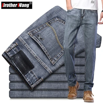 גברים חדשים של ג 'ינס בסגנון קלאסי עסק אקראי מתקדם למתוח רגיל יתאים ג' ינס מכנסיים אפור ומכנסיים כחולים זכר