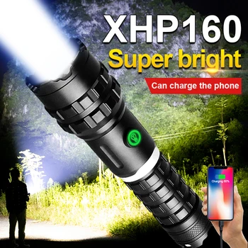 XHP160 גבוה כוח LED פנס רב עוצמה הפנס XHP90 נטענת פנס טקטי 18650 סוג C Usb יד מנורת ציד