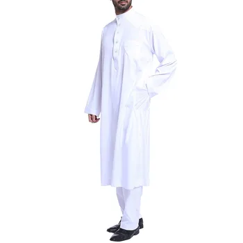 האסלאמית בגדי גברים אורך שרוול ארוך רופף גברים מוסלמים ערב הסעודית, פקיסטן קורטה המוסלמים תחפושות המוסלמים השמלה Kaftan Thobe