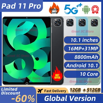 לוח Android Pad 11 Pro 12GB+512GB טאבלט 10.1 אינץ מסך LCD Windows מחשב לוח אנדרואיד Tablet Pc 5G WiFi לוח Snapdragon
