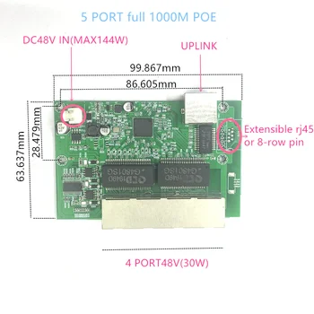 5 פו 1000M נמל 8 פו 10/100/1000M תעשייתי מתג gigabit switch 5 gigabit מתג gigabit switch פו מתג 48V 1000M