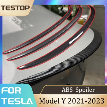 טסלה מודל Y ספוילרים כנפיים ABS זנב התאמה עבור טסלה מודל Y 2021-2023 אביזרים ABS סיבי פחמן דפוס עבור דגם Y 2023