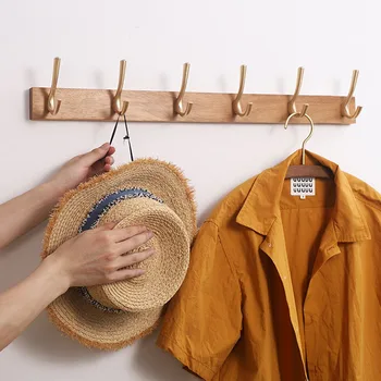 יצירתי חור-דביק חינם הוק עץ מלא המעיל מתלה קולב בגדים קיר בעיצוב מדפים ואביזרים אחסון ארגונית מדף