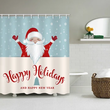 חג המולד איור מודפס מקלחת וילונות קריקטורה סנטה פוליאסטר עמיד למים קישוט הבית שירותים Accessori וילון